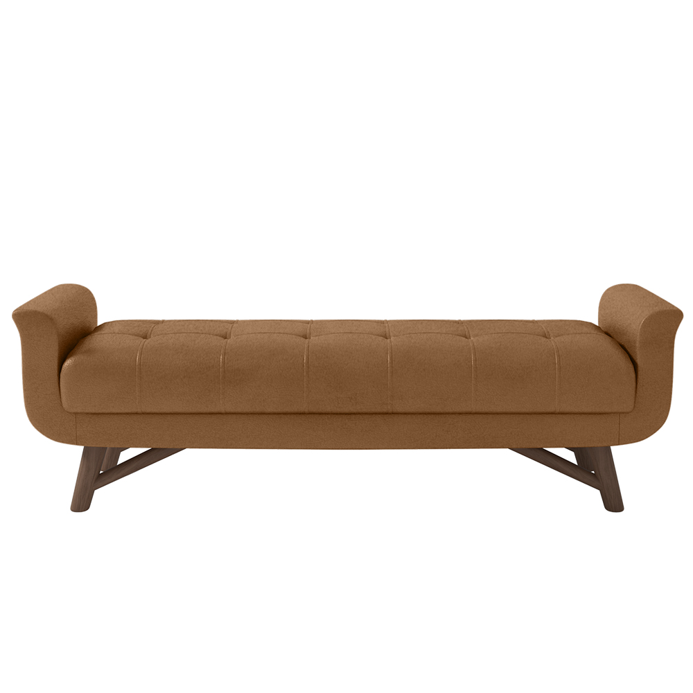 Puff Recamier Calçadeira 160cm Base Madeira Neville P02 Sintético Caramelo - Mpozenato
