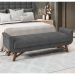 Puff Recamier Calçadeira 160cm Base Madeira Neville Z37 Linho Cinza - Mpozenato