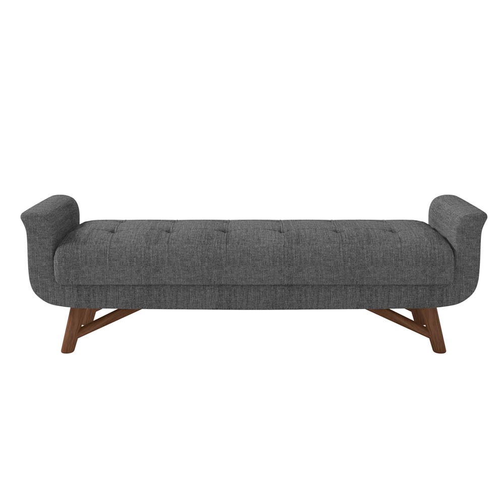 Puff Recamier Calçadeira 160cm Base Madeira Neville Z37 Linho Cinza - Mpozenato