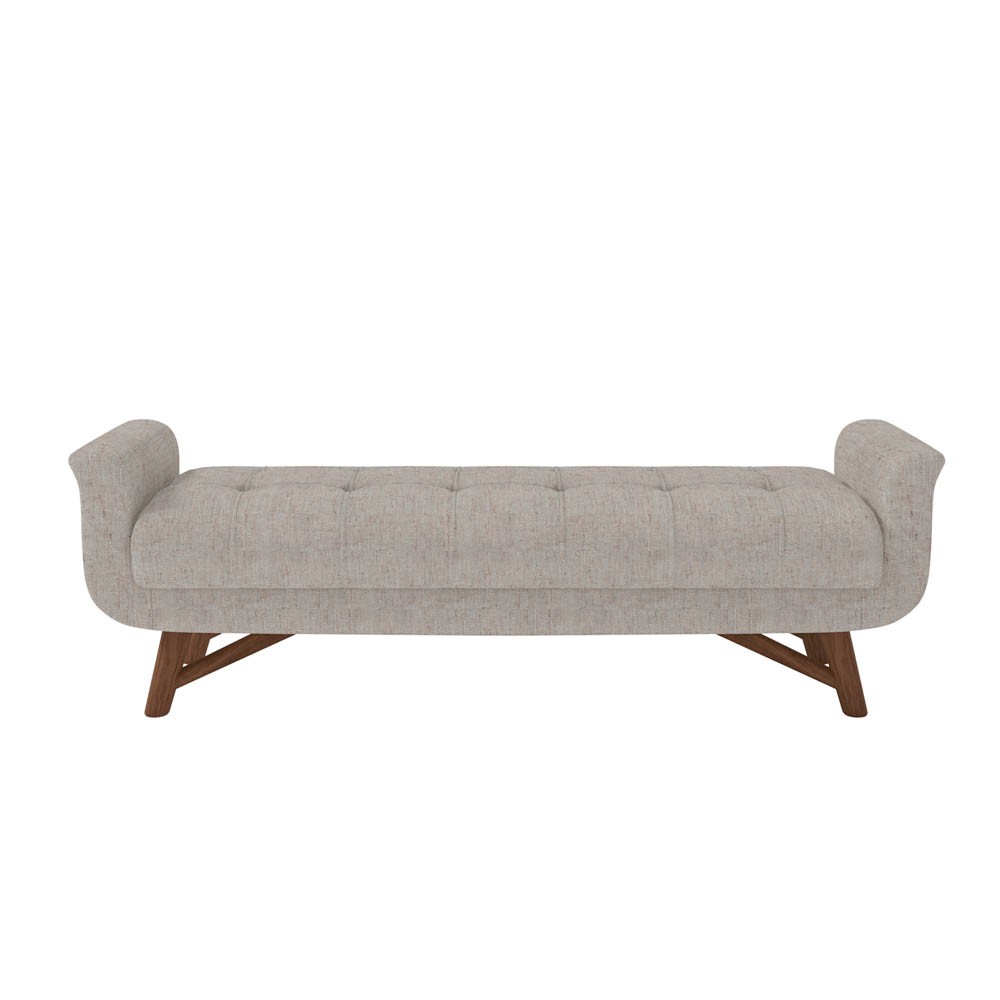 Puff Recamier Calçadeira 160cm Base Madeira Neville Z37 Linho Cru - Mpozenato