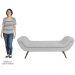 Puff Recamier Calçadeira 160cm Pés Palito Madeira Venêto P02 Bouclé Branco - Mpozenato