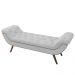 Puff Recamier Calçadeira 160cm Pés Palito Madeira Venêto P02 Bouclé Branco - Mpozenato