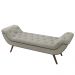 Puff Recamier Calçadeira 160cm Pés Palito Madeira Venêto P02 Bouclé Cru - Mpozenato