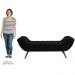 Puff Recamier Calçadeira 160cm Pés Palito Madeira Venêto P02 Sintético Preto - Mpozenato
