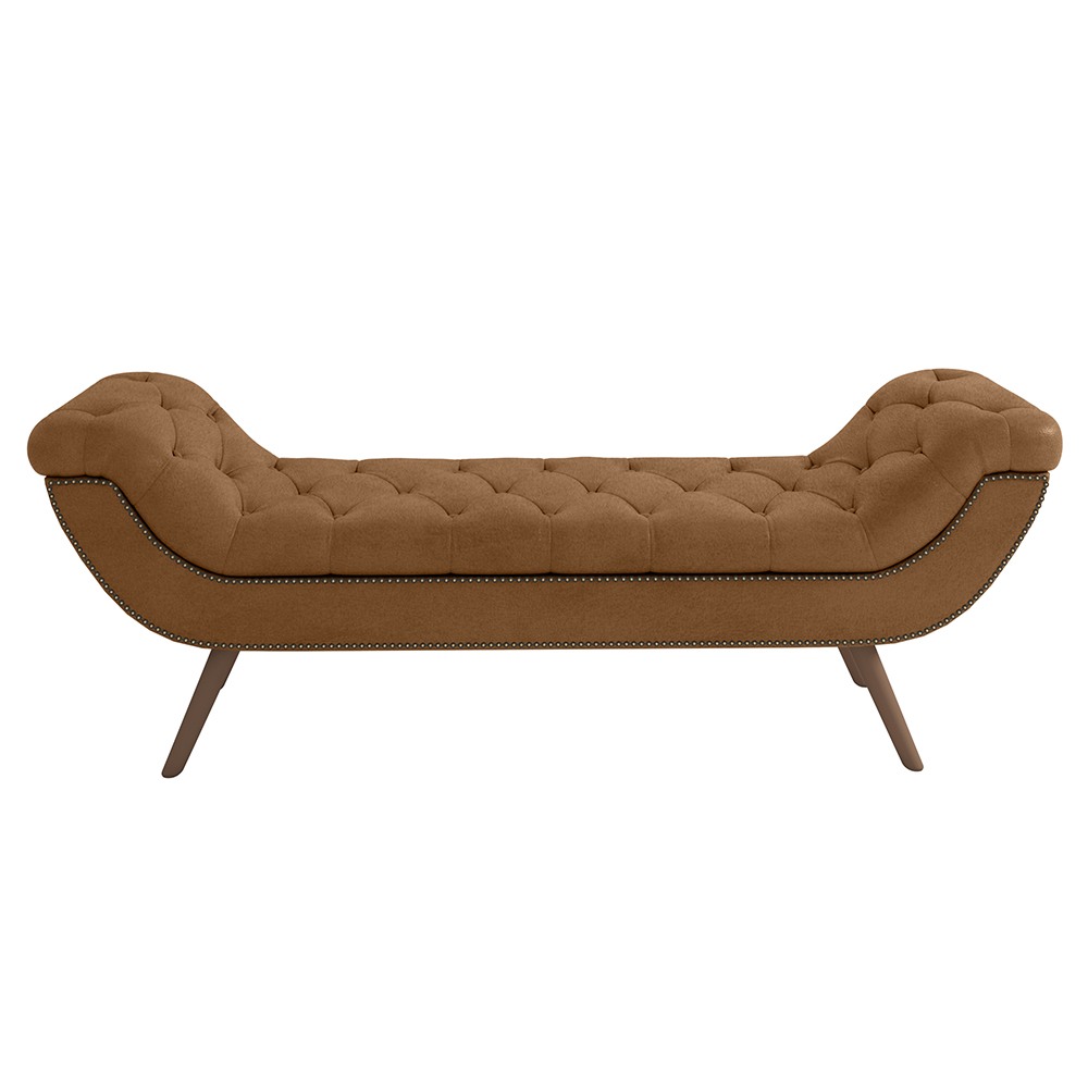 Puff Recamier Calçadeira 195cm Pés Palito Madeira Venêto P02 Sintético Caramelo - Mpozenato