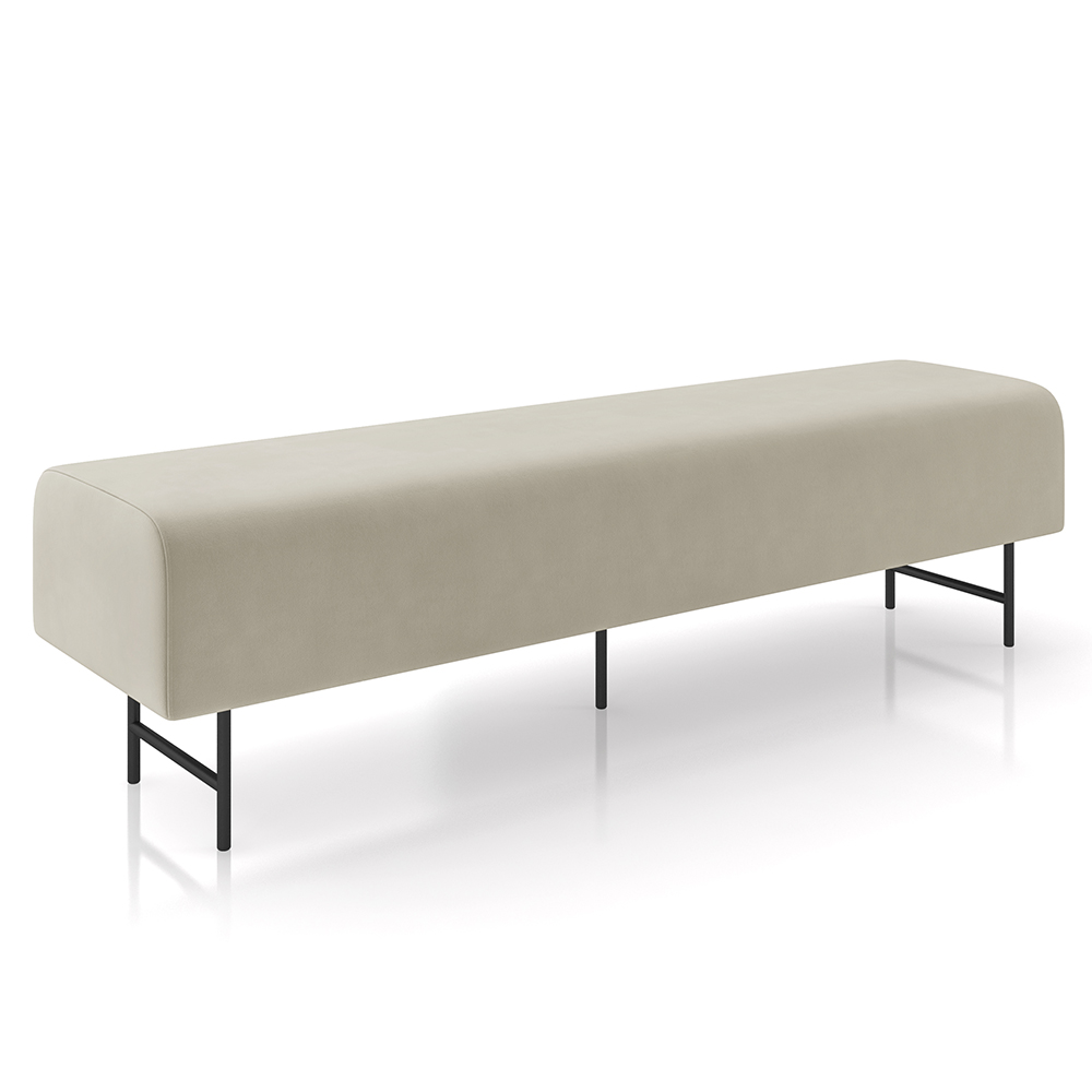 Puff Recamier Decorativo Pés em Ferro 140cm Dublin P02 Veludo Bege - Mpozenato