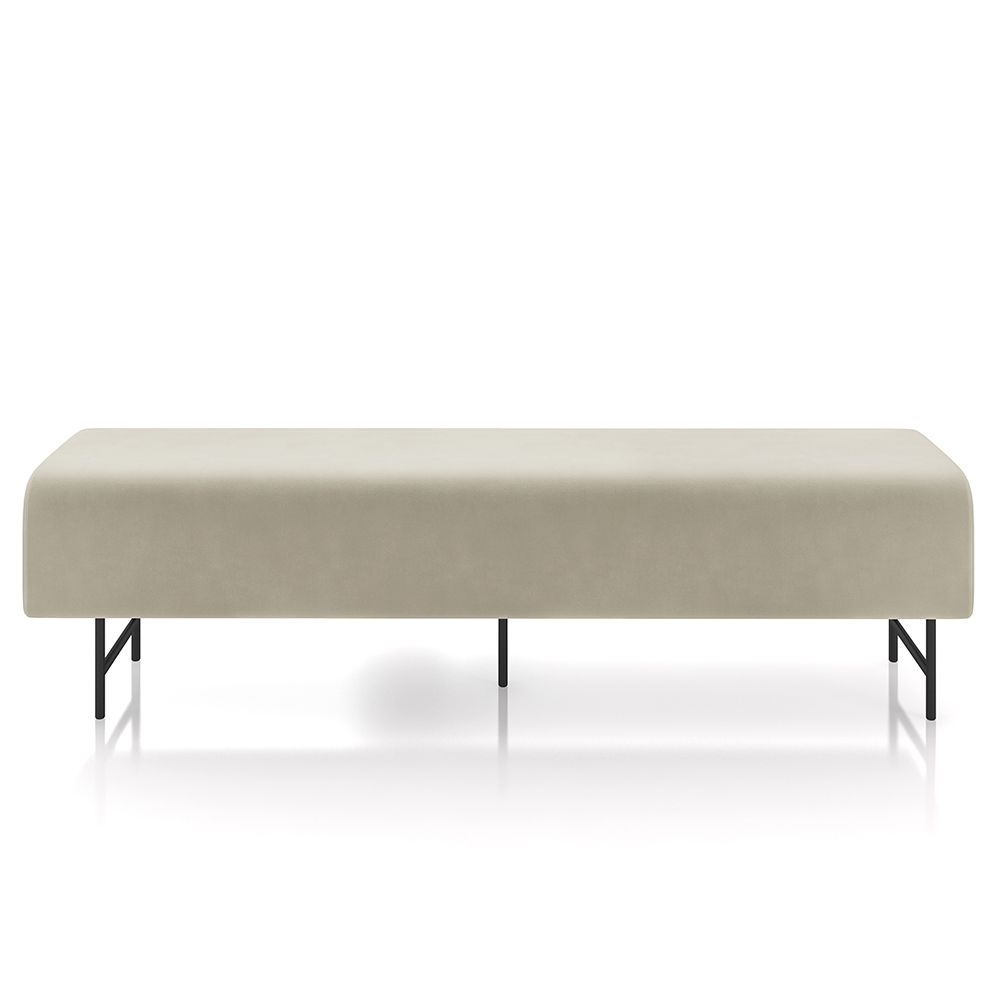 Puff Recamier Decorativo Pés em Ferro 160cm Dublin P02 Veludo Bege - Mpozenato