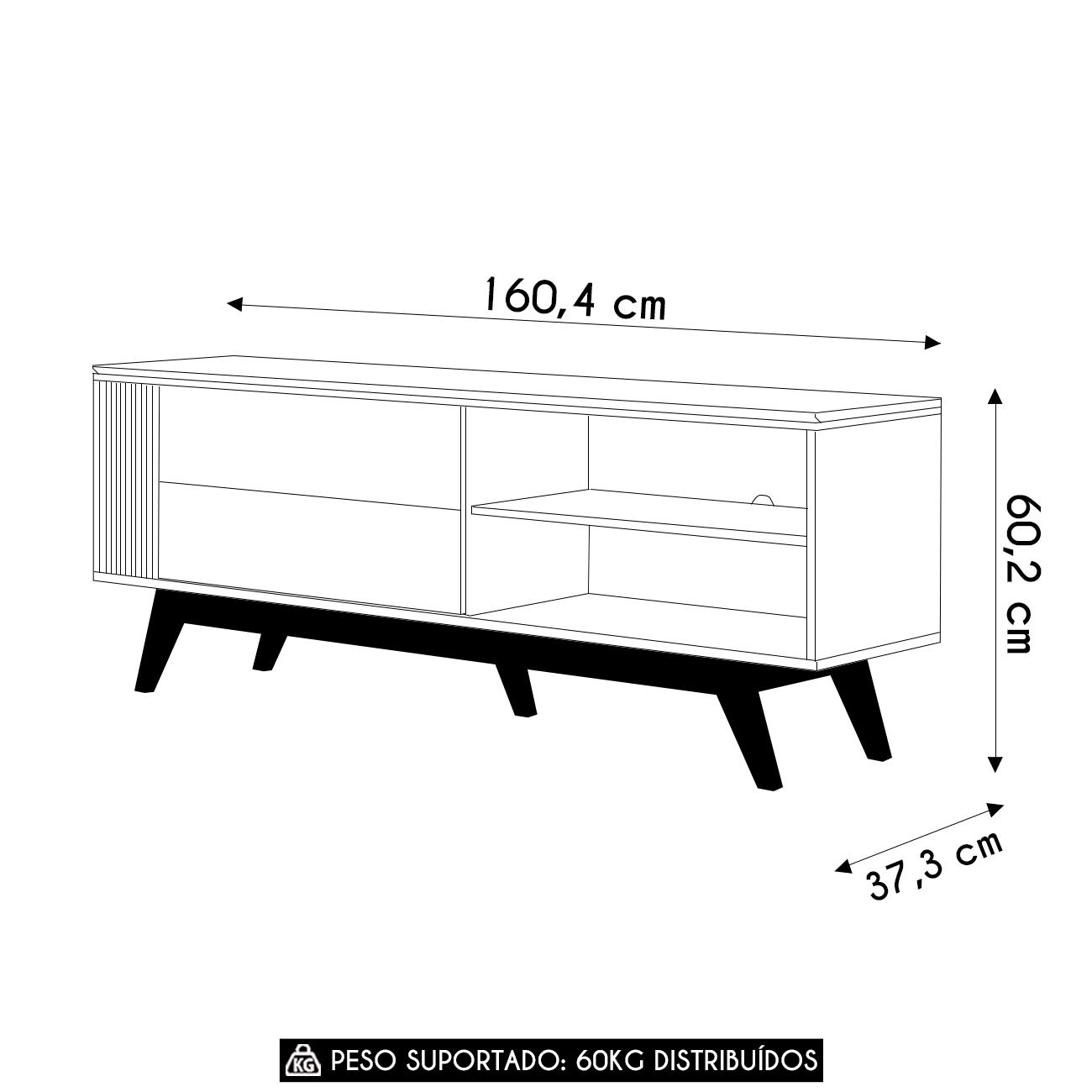 Rack Bancada Para TV 60 Pol 160cm Diana Freijó C05          - Mpozenato