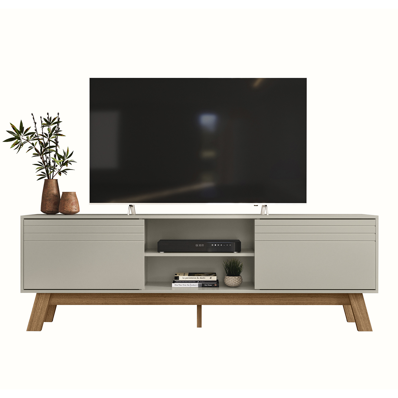 Rack Bancada Para TV 75 Pol 180cm Dulce Off White Z49      - Mpozenato