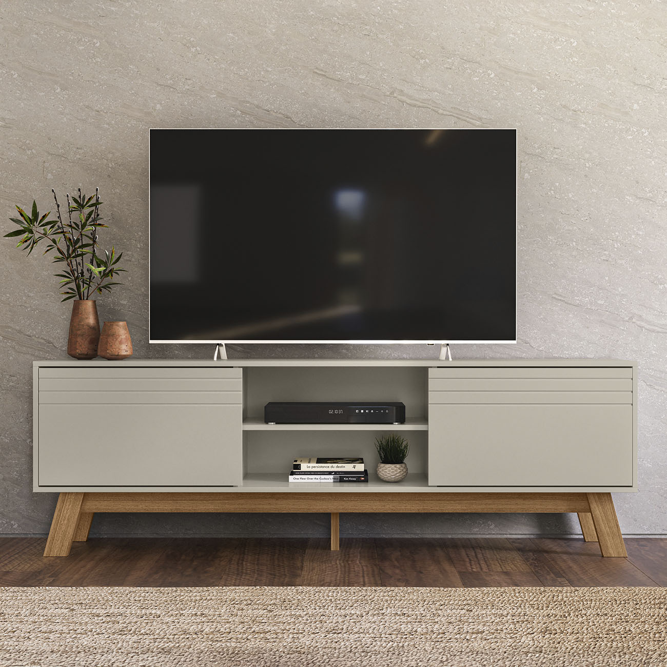 Rack Bancada Para TV 75 Pol 180cm Dulce Off White Z49      - Mpozenato
