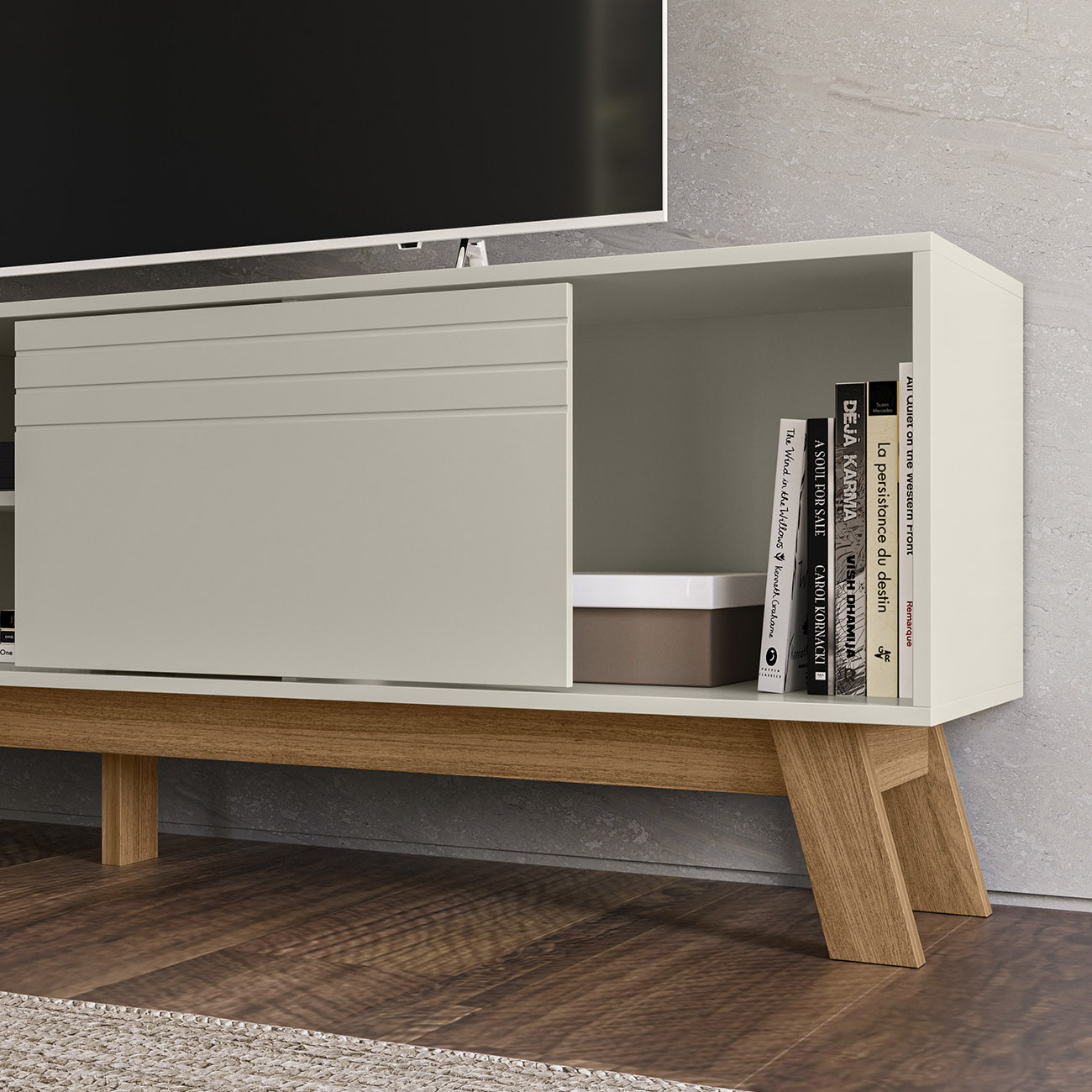 Rack Bancada Para TV 75 Pol 180cm Dulce Off White Z49      - Mpozenato