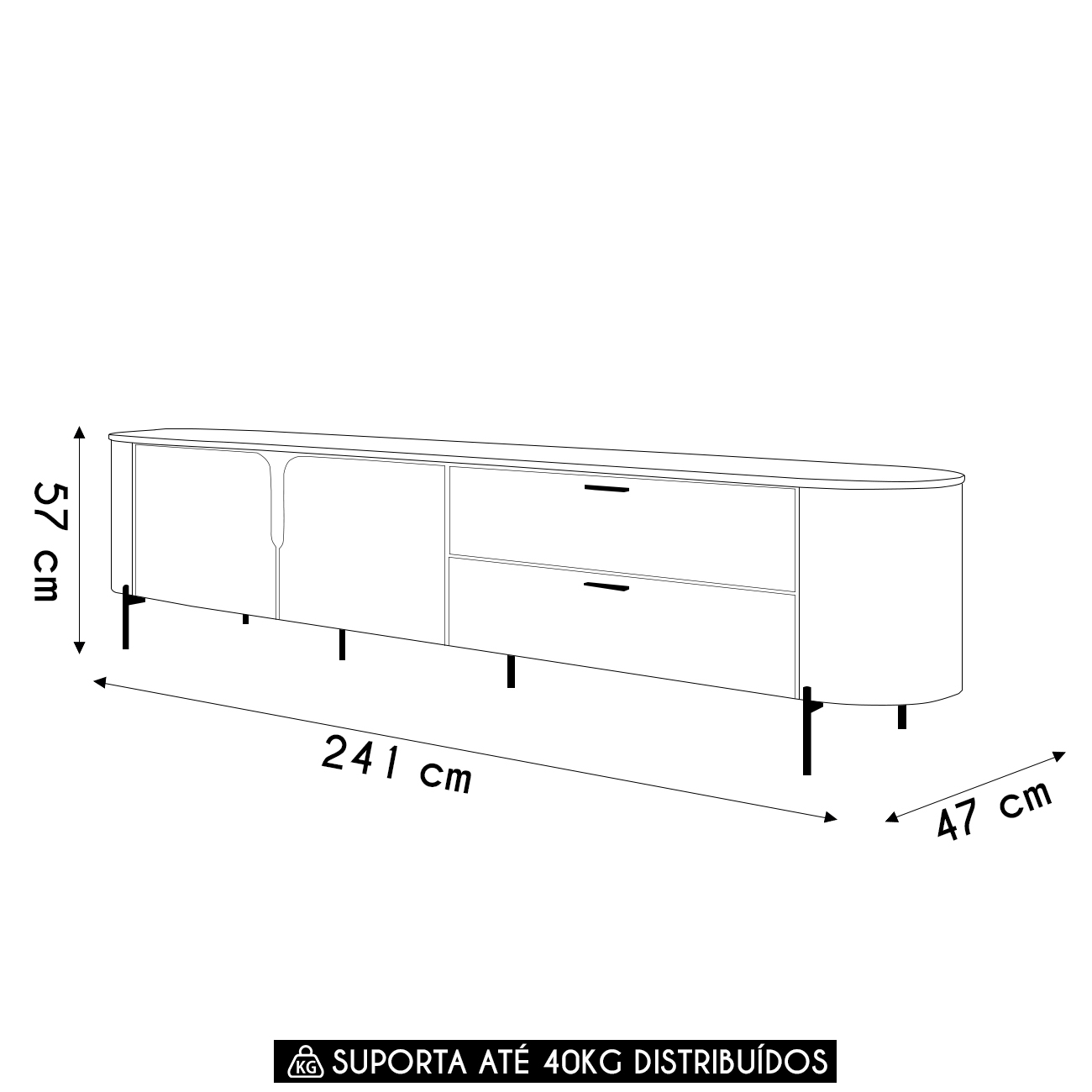 Rack Bancada de TV 75 Pol 241cm Celi D04 Off White - Mpozenato
