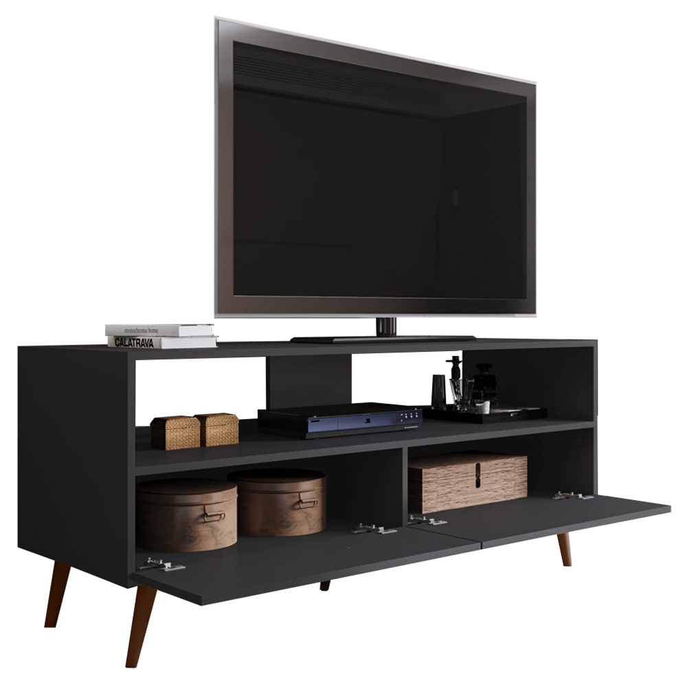 Rack para Sala Bancada de TV 55 Pol 136cm Pés Retrô Senna M24 Preto - Mpozenato