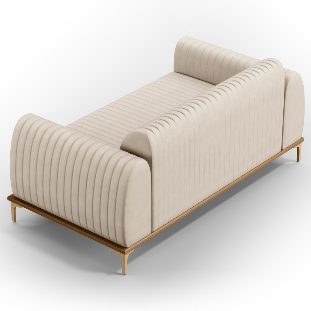 Sofá 150cm 2 Lugares Base Gold Molino D06 Suede C-309 Bege - Mpozenato