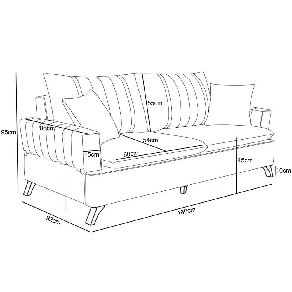Sofá 160cm 2 Lugares com Almofadas Pés Curvos Veras Suede D05 Bege Claro - Mpozenato