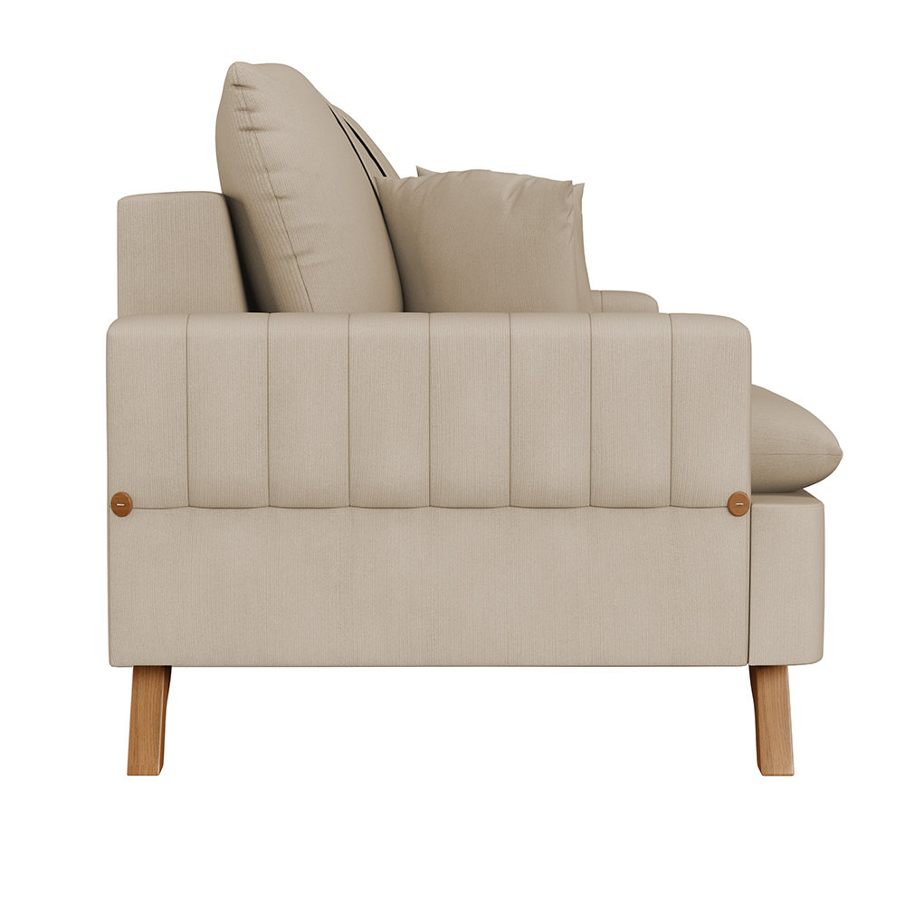 Sofá 160cm 2 Lugares com Almofadas Pés Curvos Veras Suede D05 Bege Claro - Mpozenato
