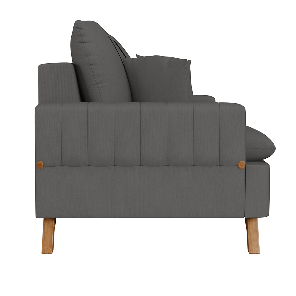 Sofá 160cm 2 Lugares com Almofadas Pés Curvos Veras Suede D05 Cinza - Mpozenato