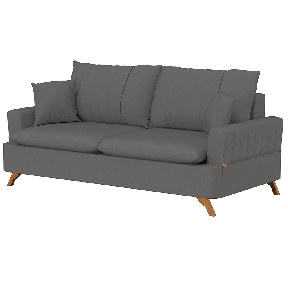Sofá 160cm 2 Lugares com Almofadas Pés Curvos Veras Suede D05 Cinza - Mpozenato