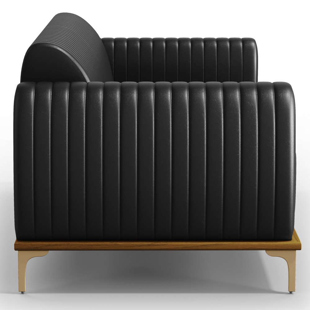 Sofá 180cm 3 Lugares Base Gold Molino D06 PU B-159 Preto - Mpozenato
