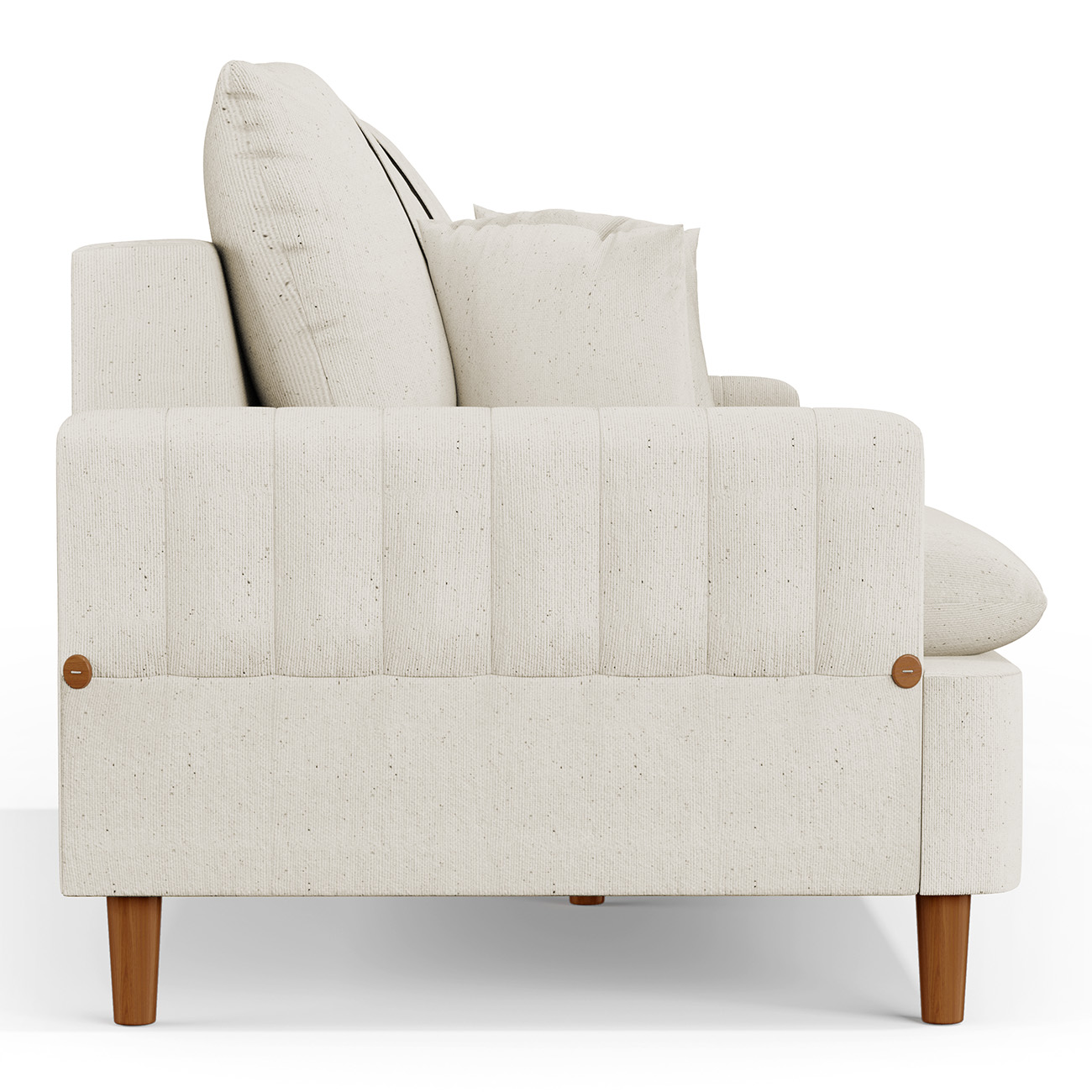Sofá 180cm 3 Lugares com Almofadas Pés Curvos Veras Suede D05 Bege Claro - Mpozenato