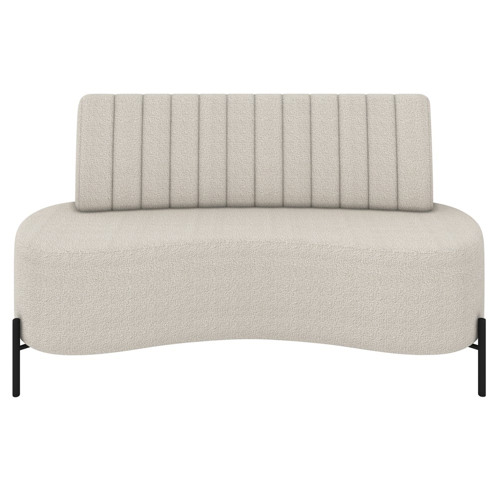 Sofá 2 Lugares 135cm Pés Aço Preto Tamar K04 Bouclê Areia - Mpozenato