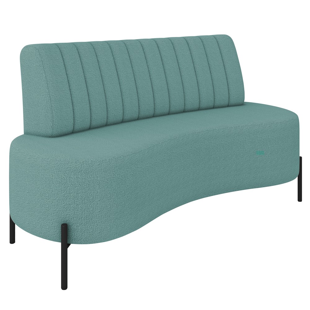 Sofá 2 Lugares 135cm Pés Aço Preto Tamar K04 Bouclê Azul - Mpozenato
