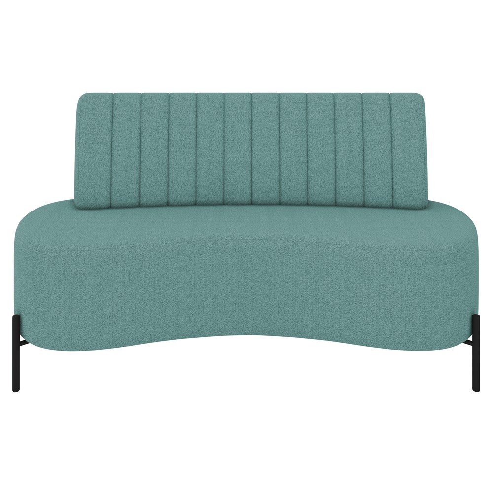 Sofá 2 Lugares 135cm Pés Aço Preto Tamar K04 Bouclê Azul - Mpozenato