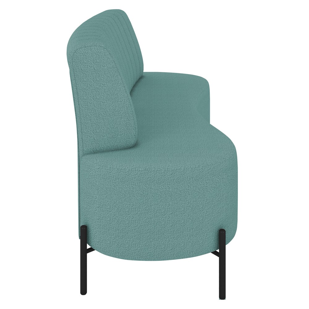 Sofá 2 Lugares 135cm Pés Aço Preto Tamar K04 Bouclê Azul - Mpozenato