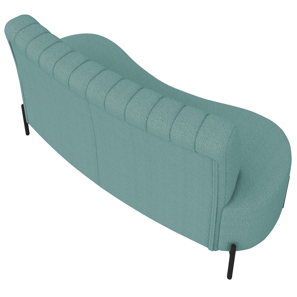 Sofá 2 Lugares 135cm Pés Aço Preto Tamar K04 Bouclê Azul - Mpozenato