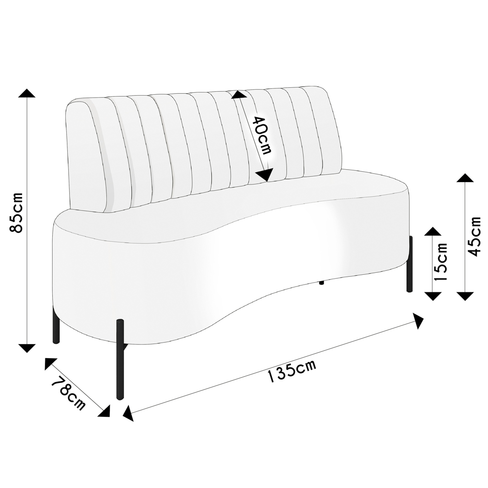 Sofá 2 Lugares 135cm Pés Aço Preto Tamar K04 Bouclê Cinza - Mpozenato
