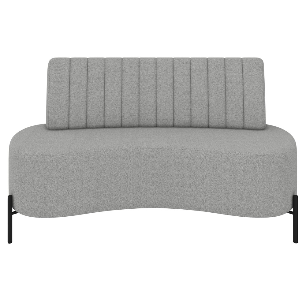 Sofá 2 Lugares 135cm Pés Aço Preto Tamar K04 Bouclê Cinza - Mpozenato