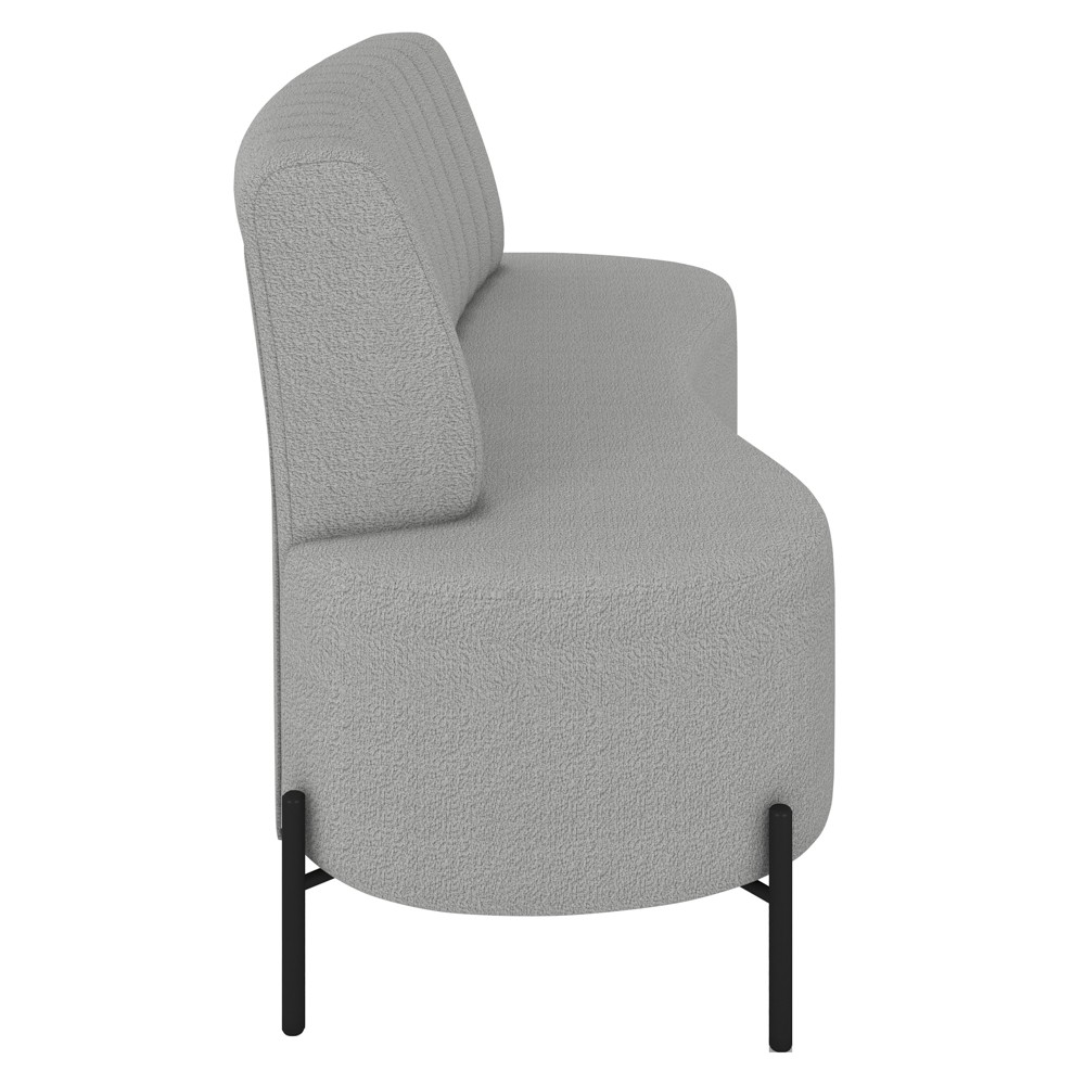 Sofá 2 Lugares 135cm Pés Aço Preto Tamar K04 Bouclê Cinza - Mpozenato