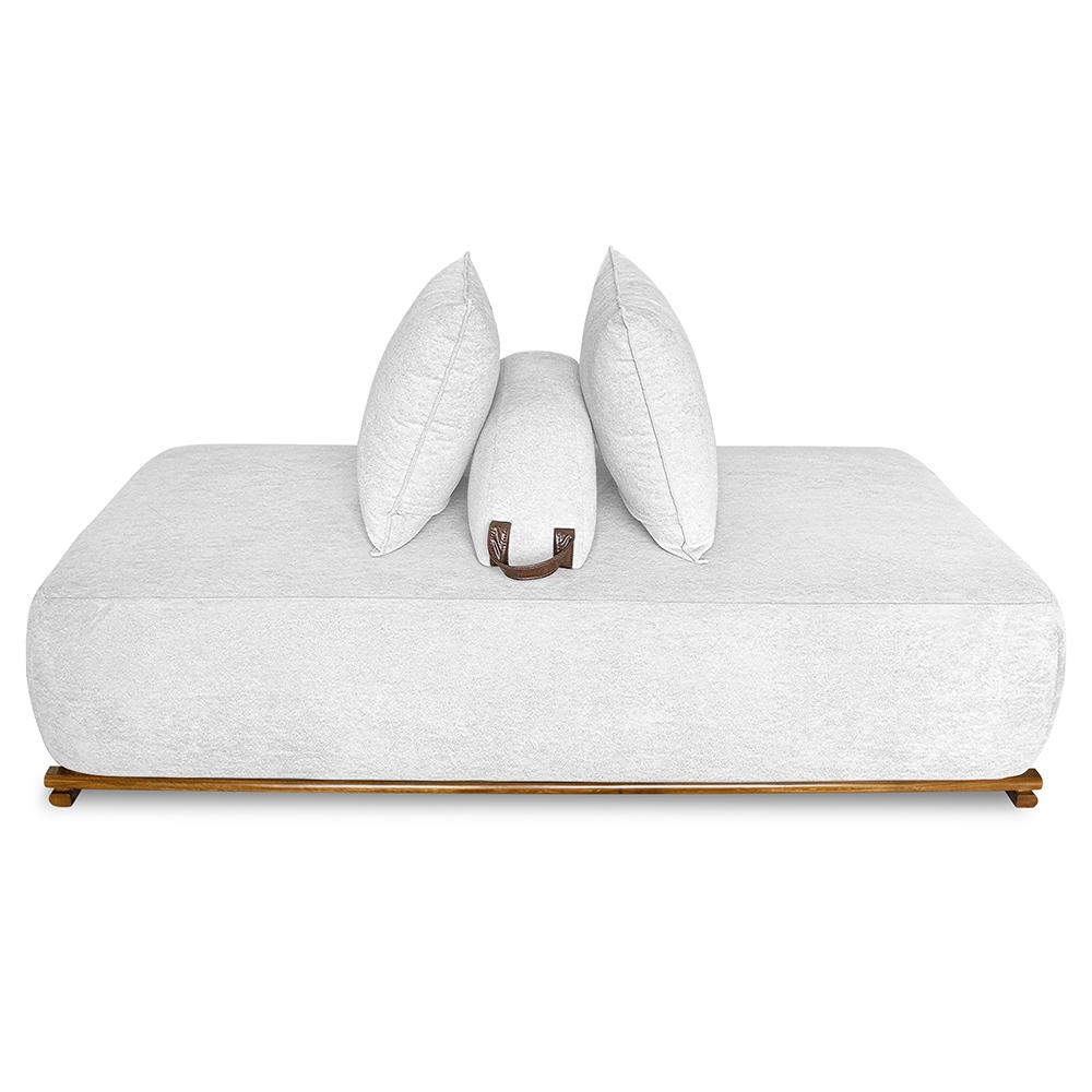 Sofá 2 Lugares 160cm Ilha Base Madeira Viero S06 Boucle Branco - Mpozenato