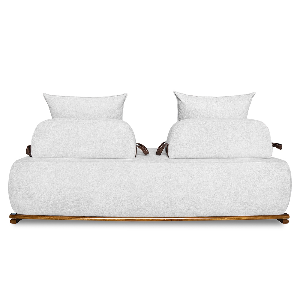 Sofá 2 Lugares 160cm Ilha Base Madeira Viero S06 Boucle Branco - Mpozenato