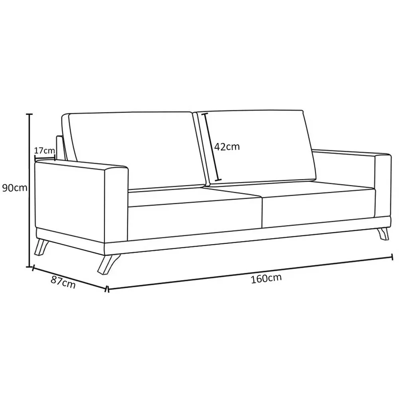 Sofá 2 Lugares 160cm Living Pés Curvos Santi D05 Linho Bege - Mpozenato