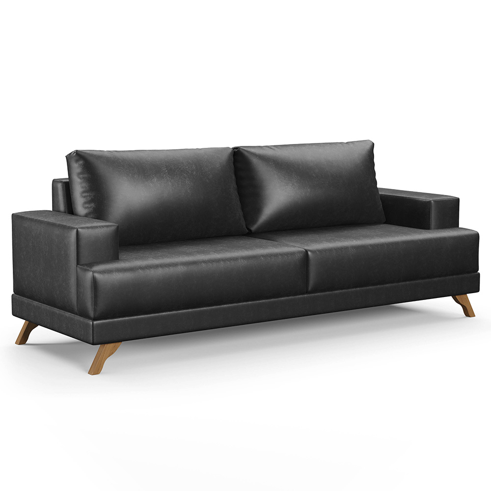 Sofá 2 Lugares 160cm Living Pés Curvos Santi D05 Sintético Preto - Mpozenato