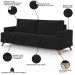 Sofá 2 Lugares 160cm Living Pés Curvos Santi D05 Suede Preto - Mpozenato