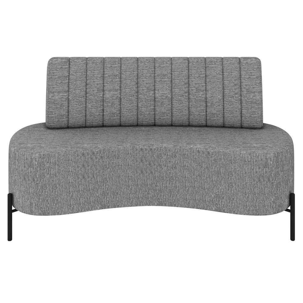 Sofá 2 Lugares 160cm Pés Aço Preto Tamar K04 Linho Cinza - Mpozenato