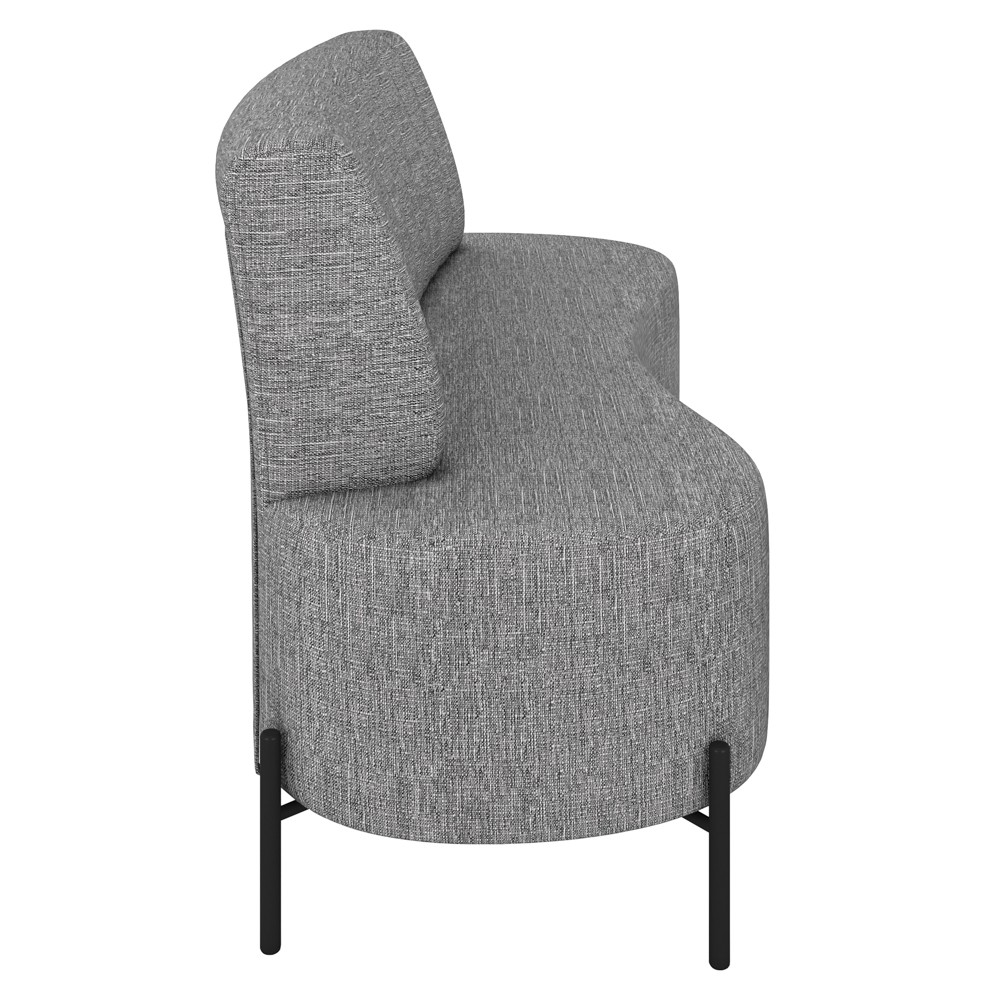 Sofá 2 Lugares 160cm Pés Aço Preto Tamar K04 Linho Cinza - Mpozenato