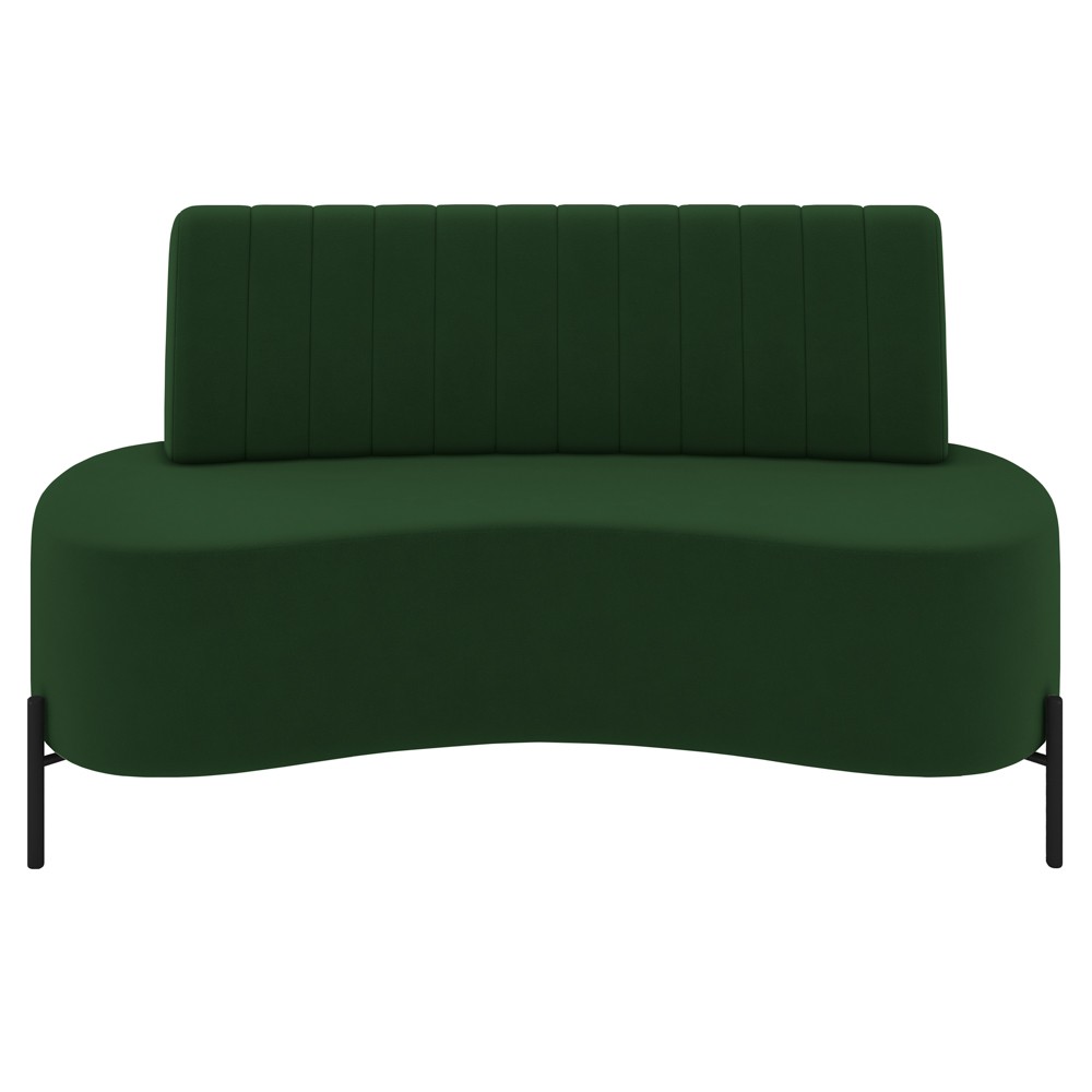 Sofá 2 Lugares 160cm Pés Aço Preto Tamar K04 Veludo Verde - Mpozenato