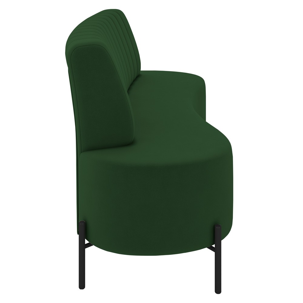 Sofá 2 Lugares 160cm Pés Aço Preto Tamar K04 Veludo Verde - Mpozenato