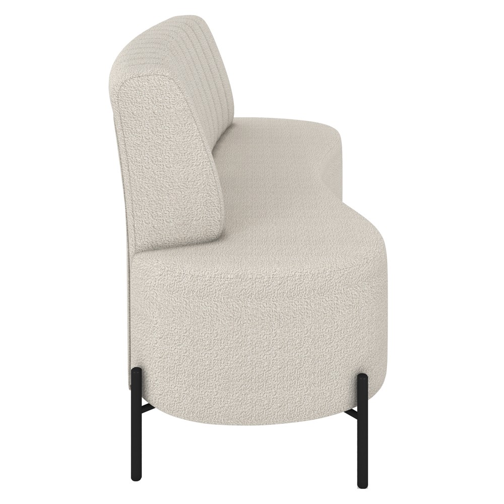 Sofá 2 Lugares 160cm Pés Aço Preto Tamar Z08 Boucle Areia - Mpozenato