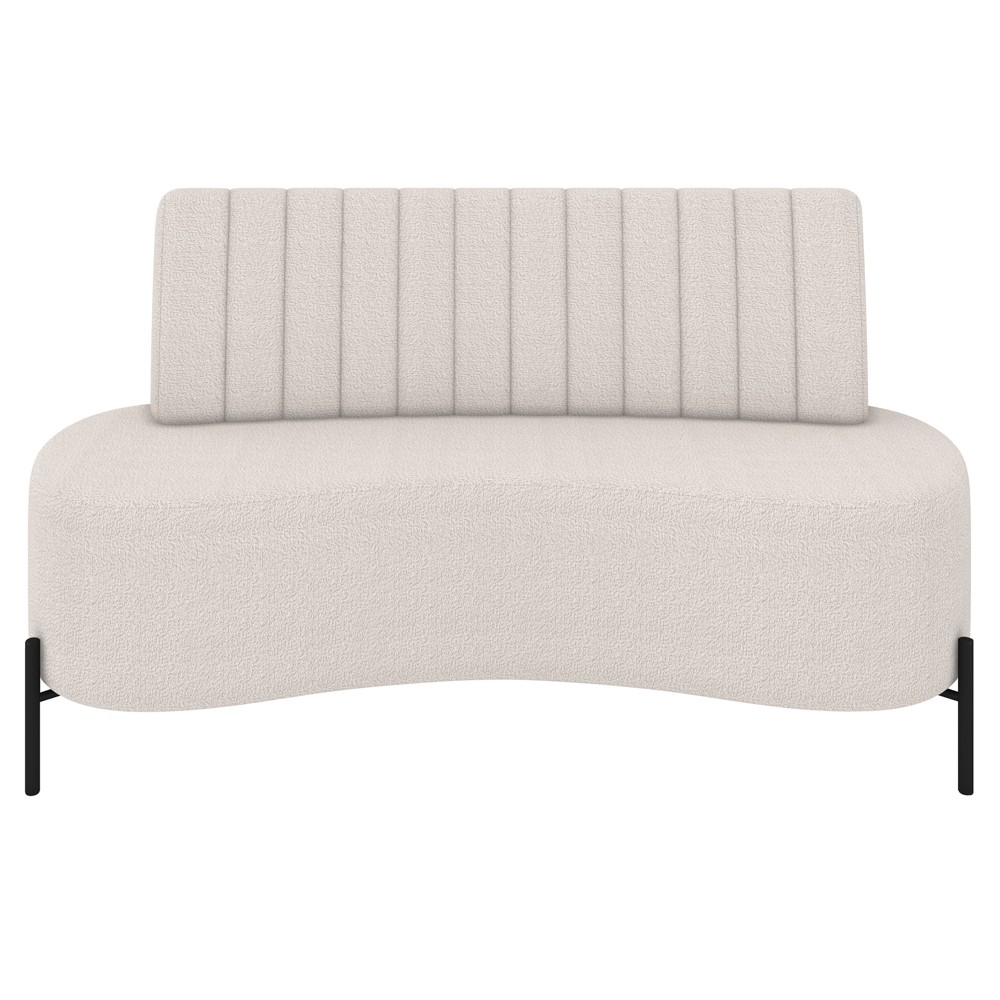 Sofá 2 Lugares 160cm Pés Aço Preto Tamar Z08 Boucle Bege - Mpozenato