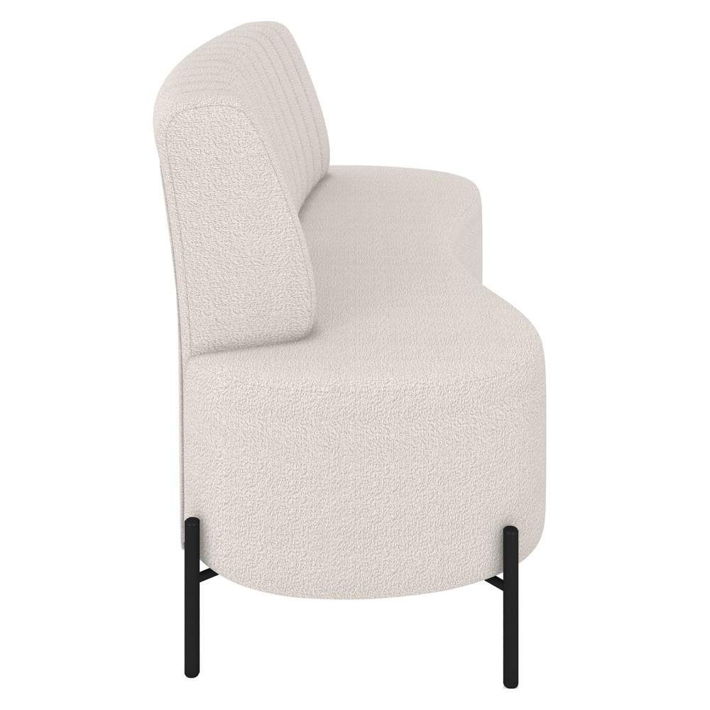 Sofá 2 Lugares 160cm Pés Aço Preto Tamar Z08 Boucle Bege - Mpozenato