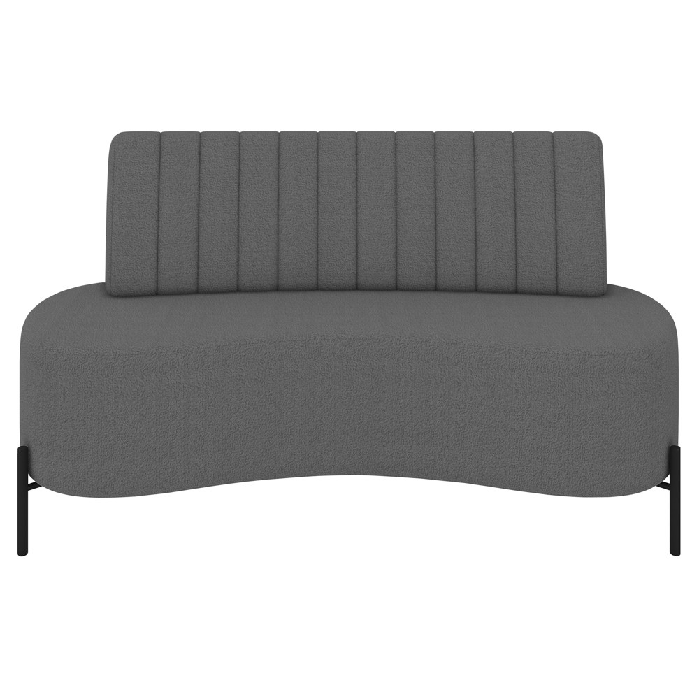 Sofá 2 Lugares 160cm Pés Aço Preto Tamar Z08 Boucle Grafite - Mpozenato