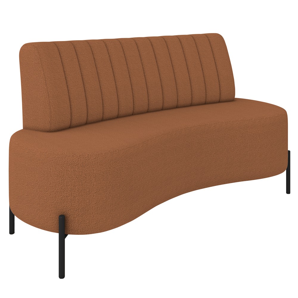 Sofá 2 Lugares 160cm Pés Aço Preto Tamar Z08 Boucle Terracota - Mpozenato