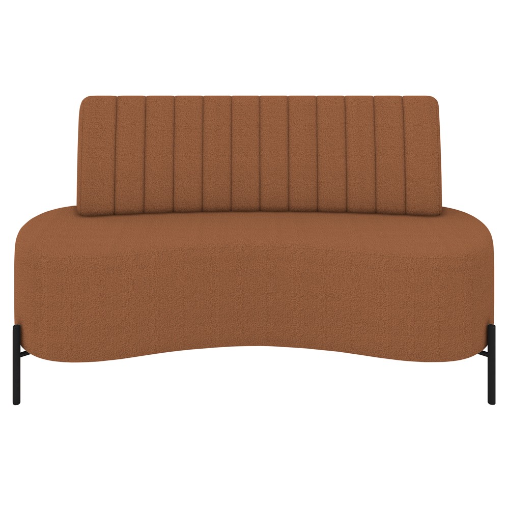 Sofá 2 Lugares 160cm Pés Aço Preto Tamar Z08 Boucle Terracota - Mpozenato