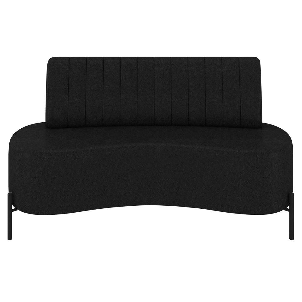 Sofá 2 Lugares 160cm Pés Aço Preto Tamar Z08 Sintético Preto - Mpozenato