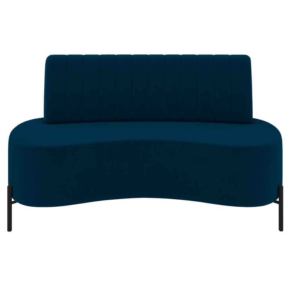 Sofá 2 Lugares 160cm Pés Aço Preto Tamar Z08 Veludo Azul - Mpozenato