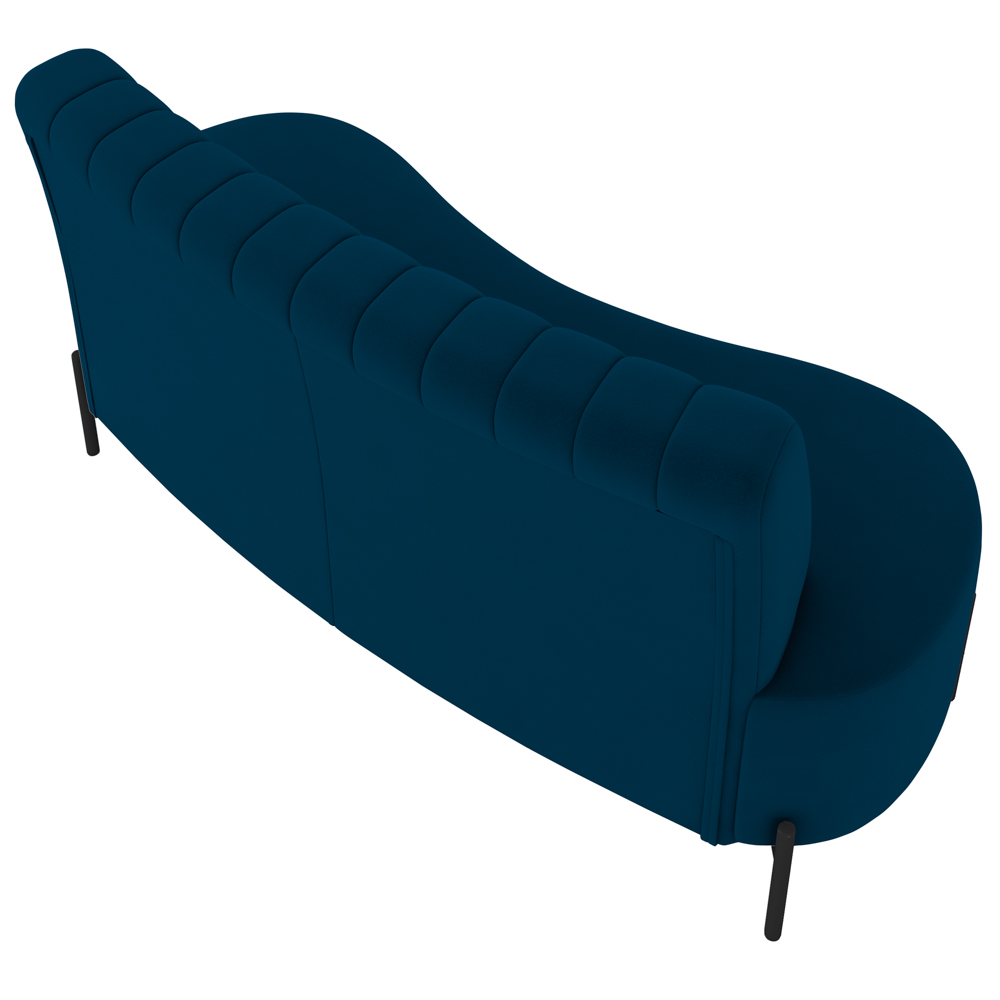 Sofá 2 Lugares 160cm Pés Aço Preto Tamar Z08 Veludo Azul - Mpozenato